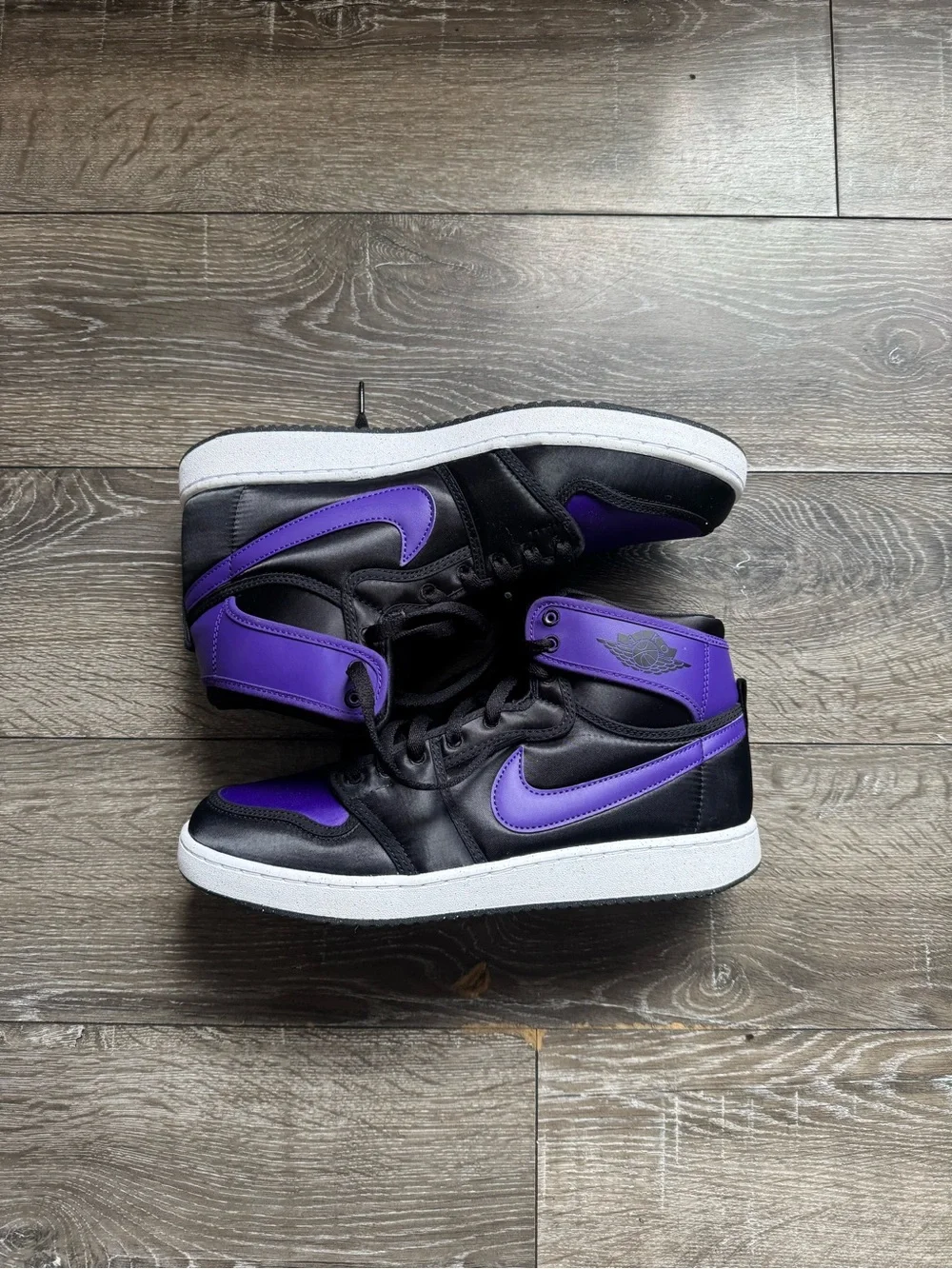 Jordan Black and Purple High-Top Sneakers